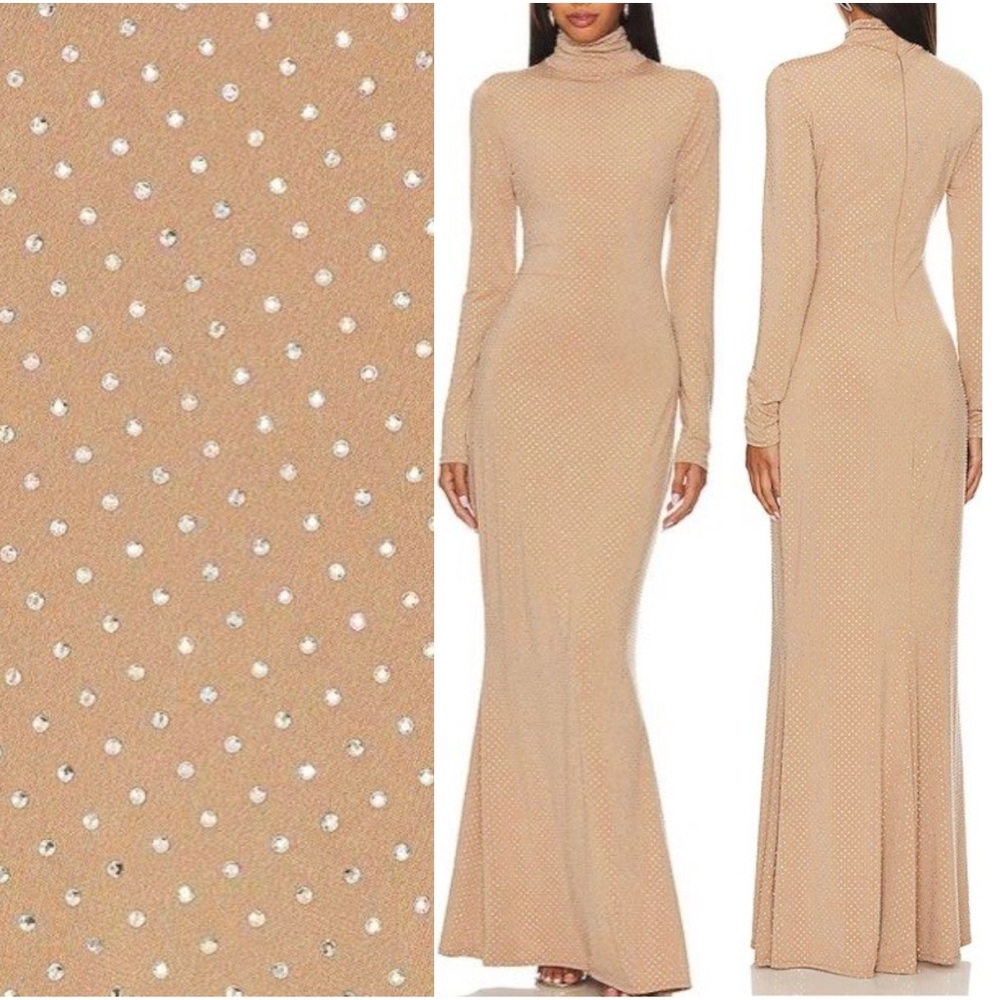 NWT Show Me Your Mumu All Out Beige Embellished Gown Rhinestone Dress Size XL